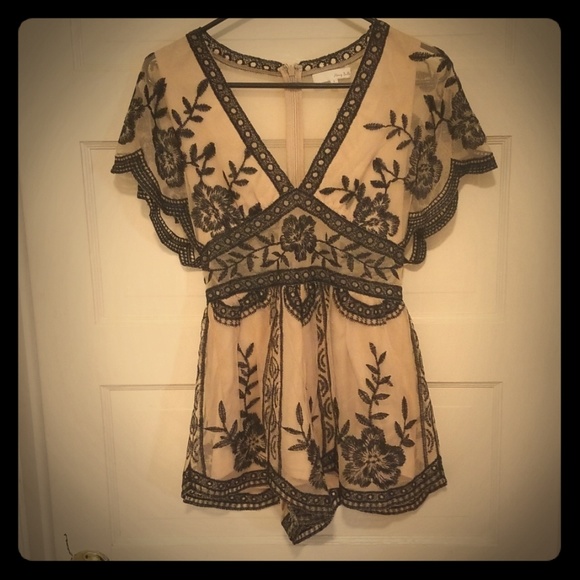 Honey Belle Dresses & Skirts - Nude and Black Lace romper